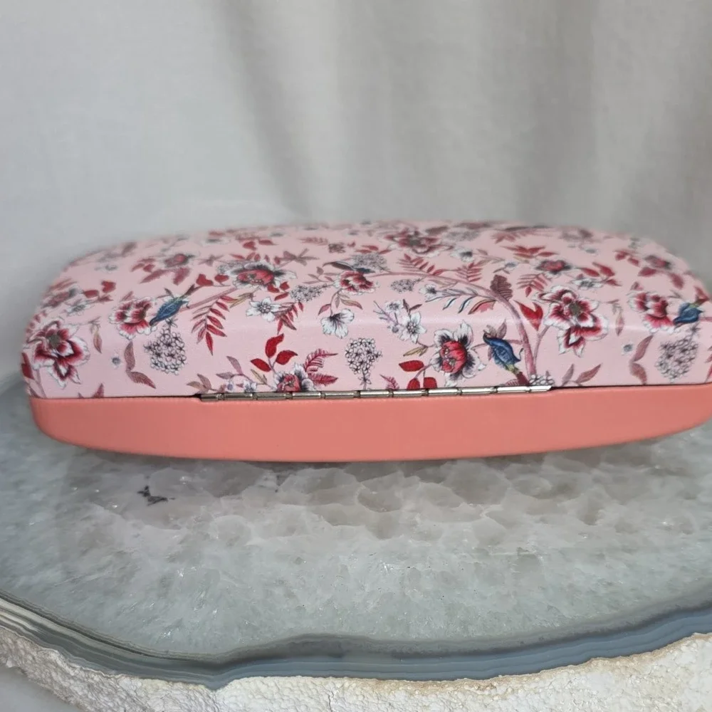 NWT Kensie Pink Floral Clamshell Eyeglass Case for Glasses & Sunglasses